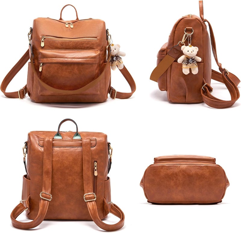 Soperwillton Women Backpack Purse Multipurpose Design Handbags Shoulder Bag PU Leather Travel bag Backpack Set 2pcs - Image 2